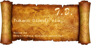 Tukacs Dionízia névjegykártya